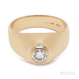 Anello uomo in oro giallo con diamante 0,45ct