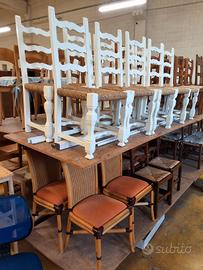 SET 6 SEDIE BIANCHE IMPAGLIATE