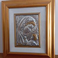 Quadro bassorilievo in argento madonna con bambino