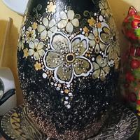 vaso in vetro decorato a mao