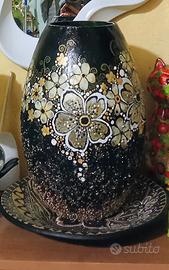 vaso in vetro decorato a mao