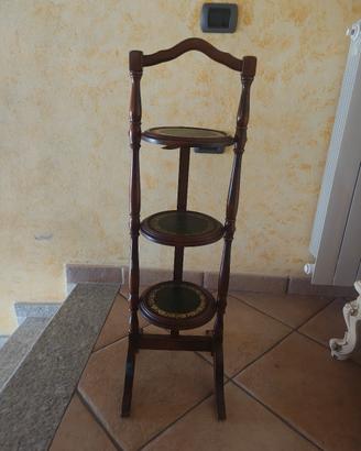 Tavolino antico 3 ripiani in legno pieghevole 