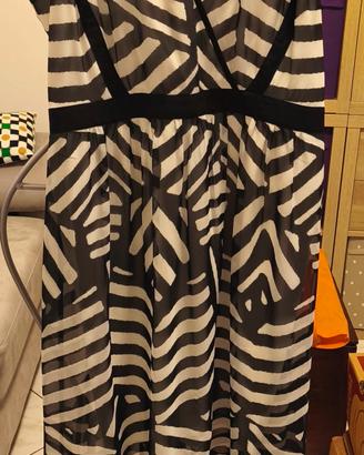 Abito lungo Calvin Klein fantasia bianco nero