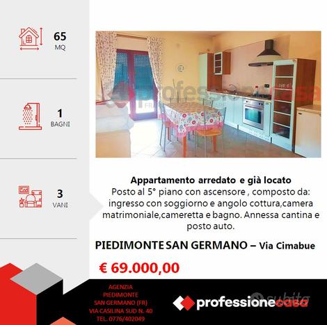 Appartamento con 2 camere,bagno+cantina