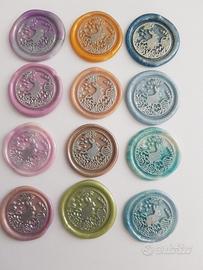 set 12 sigilli in cera adesivi auguri di pasqua 