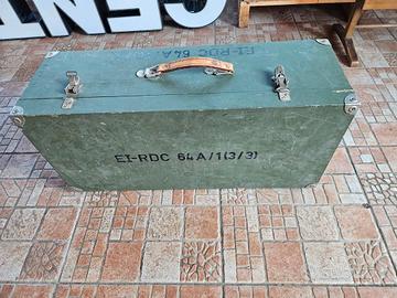 MILITARIA CASSA IN LEGNO ACCESSORI RADIO ANTENNA