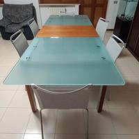 Tavolo vetro/legno allungabile 