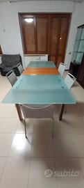 Tavolo vetro/legno allungabile 