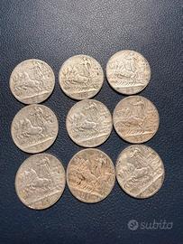 9 MONETE 1 LIRA ARGENTO 1913