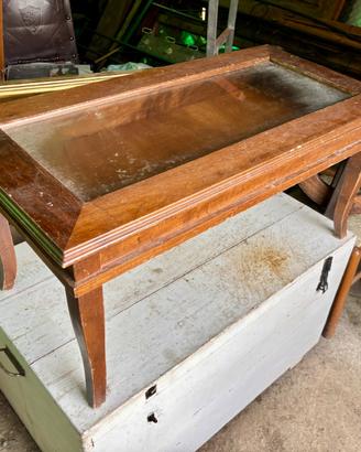 Tavolo fumo contenitore,legno vetro arredo sala 