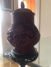 antico vaso cinese in lacca altezza cm 20