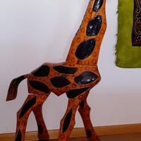 Grande giraffa in legno dall'Africa, pezzo unico