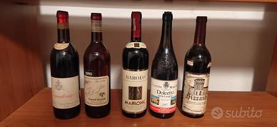 5 bottiglie di vino da collezione 