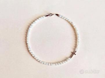 Collana Girocollo Madreperlata con Croce Argentata