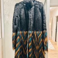 Giaccone in finta pelliccia multicolore