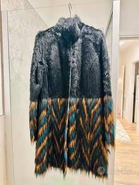 Giaccone in finta pelliccia multicolore