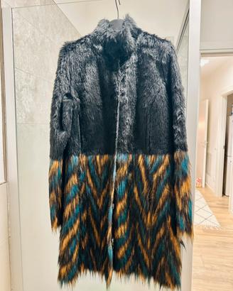 Giaccone in finta pelliccia multicolore