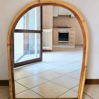 Specchiera centinata vintage in midollino e bamboo