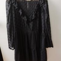 Vestito nero Zara pois velluto e trasparenze tg M