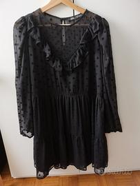 Vestito nero Zara pois velluto e trasparenze tg M