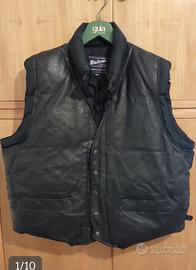 💯Stupendo-Gilet simil Schott vera pelle nero M-L