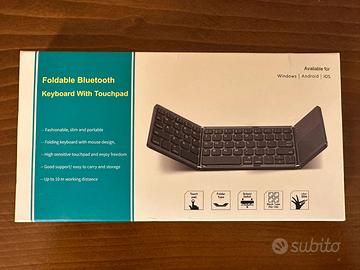 Tastiera Bluetooth pieghevole con touchpad, compat