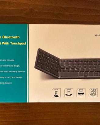 Tastiera Bluetooth pieghevole con touchpad, compat