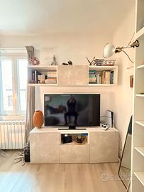 Mobile TV componibile bianco/beige NUOVO