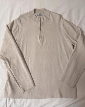 Maglia a mezza zip color crema al Mango (XXL)
