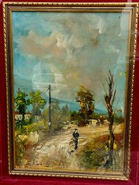 Quadro con paesaggio dipinto a mano firmato Landi.