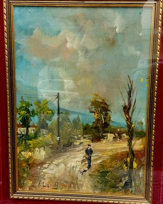 Quadro con paesaggio dipinto a mano firmato Landi.