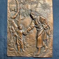 Antica placca in rame sbalzato