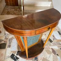 Console vintage a mezzaluna in legno