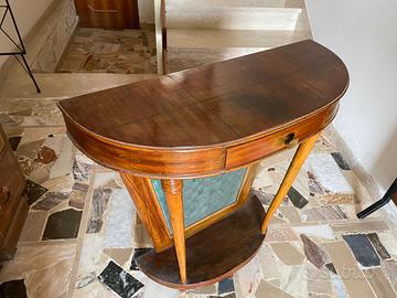 Console vintage a mezzaluna in legno
