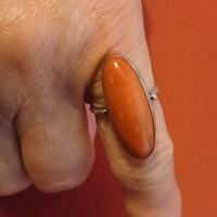anello vintag argento 800 con pietra di corallo 
