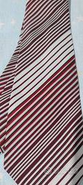 Cravatta vintage fantasia a righe rosso bordeaux