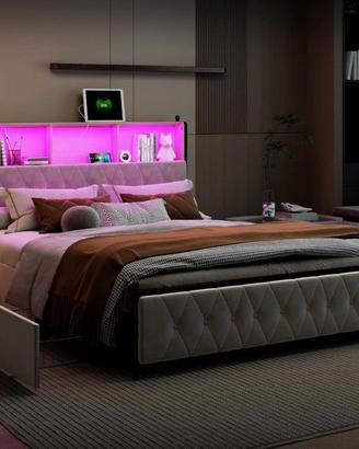 struttura letto con doghe e libreria + materasso