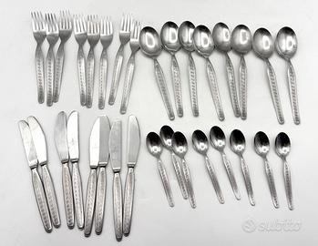 Set 32 posate acciaio stile moderno con greca