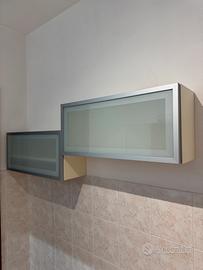 2 pensili bagno con anta in vetro satinato