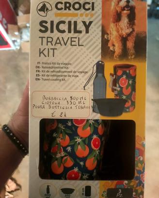 Kit viaggio cane borraccia ciotola portabottiglia
