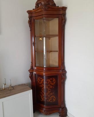 Vetrina angolare vintage con 2 sportelli