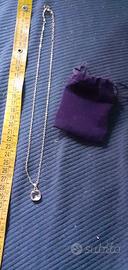 Collana bigiotteria pendente pietra rosa