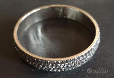 Bracciale rigido argentato constrass–polso piccolo