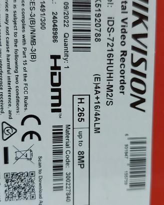 nvr Hikvision iDS- 7216HUHI - M2/S nuovo