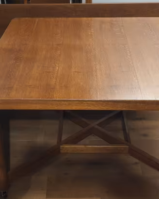 Tavolo legno pregiato 130x130  panche  contenitore