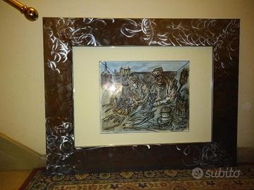 coppia quadri cm. 85 x 105 con cornici acciaio