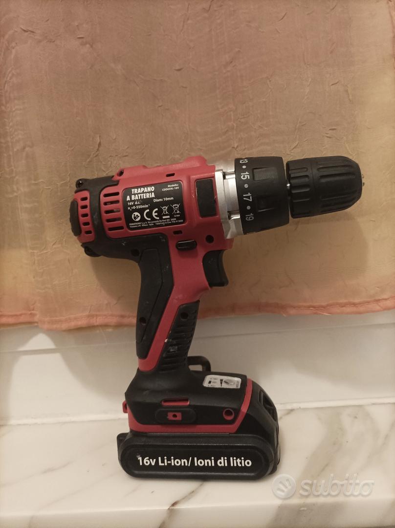 trapano avvitatore PowerTek 16V con batteria Giardino e Fai da te In