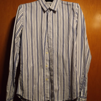 Camicia a righe bianca e blu Calvin Klein da uomo