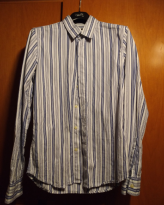 Camicia a righe bianca e blu Calvin Klein da uomo