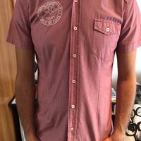 Camicia estiva rosso chiaro a righe taglia s/36